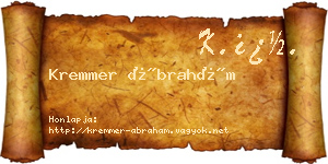 Kremmer Ábrahám névjegykártya